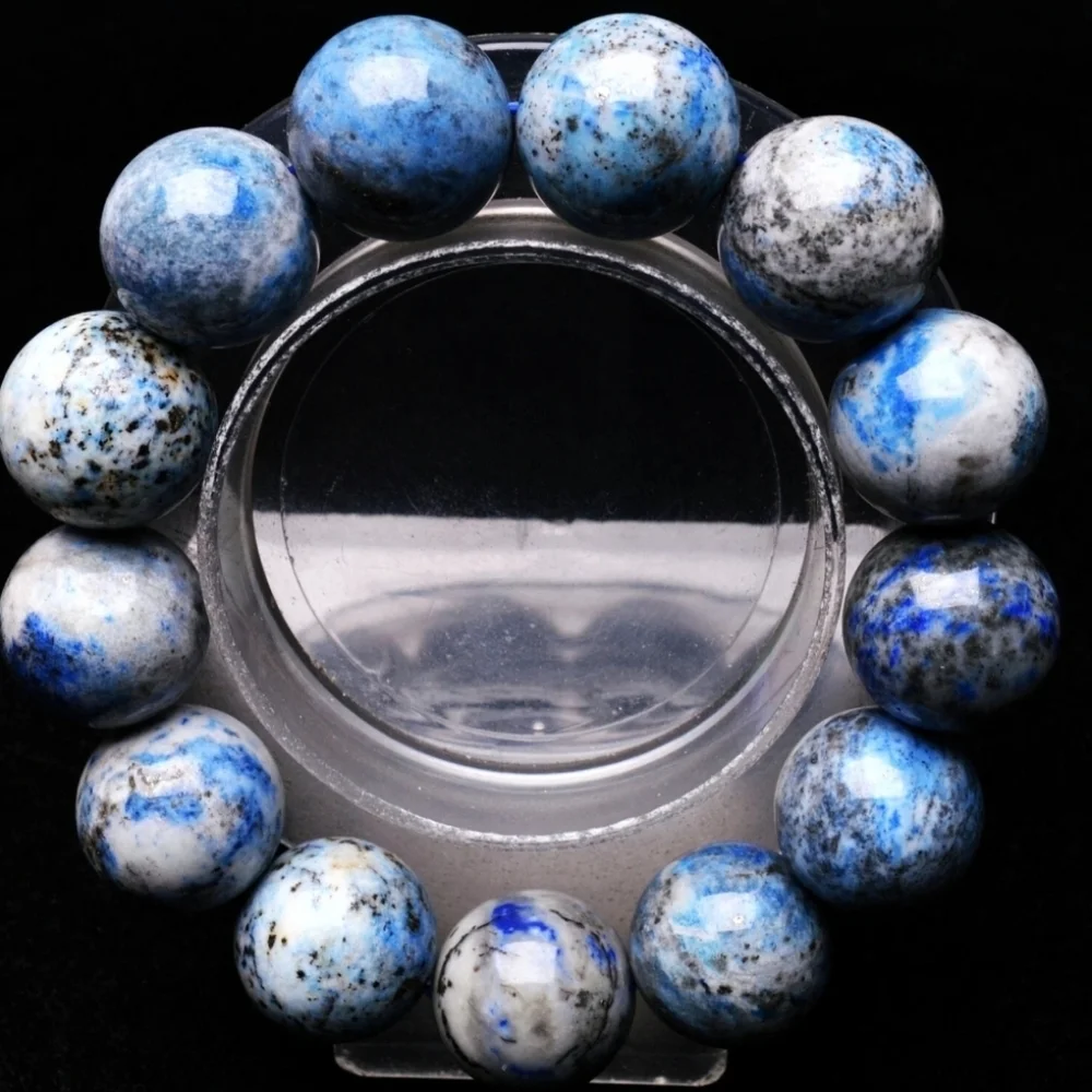 16.6mm Natural Royal Blue Lapis Lazuli Crystal Gemstone Round Beaded Bracelet